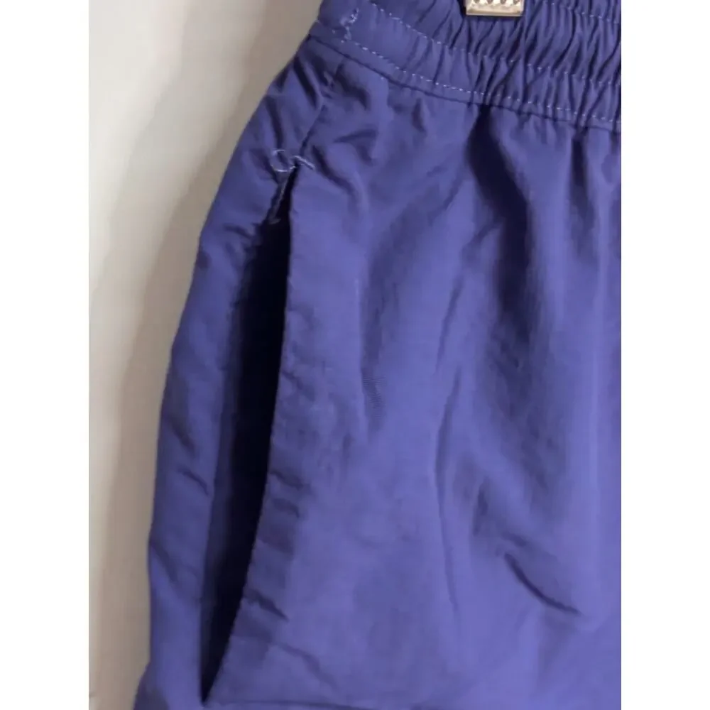 Feature Swim Trunks Men Medium Navy Blue Elastic Pockets Waist Athletic Shorts